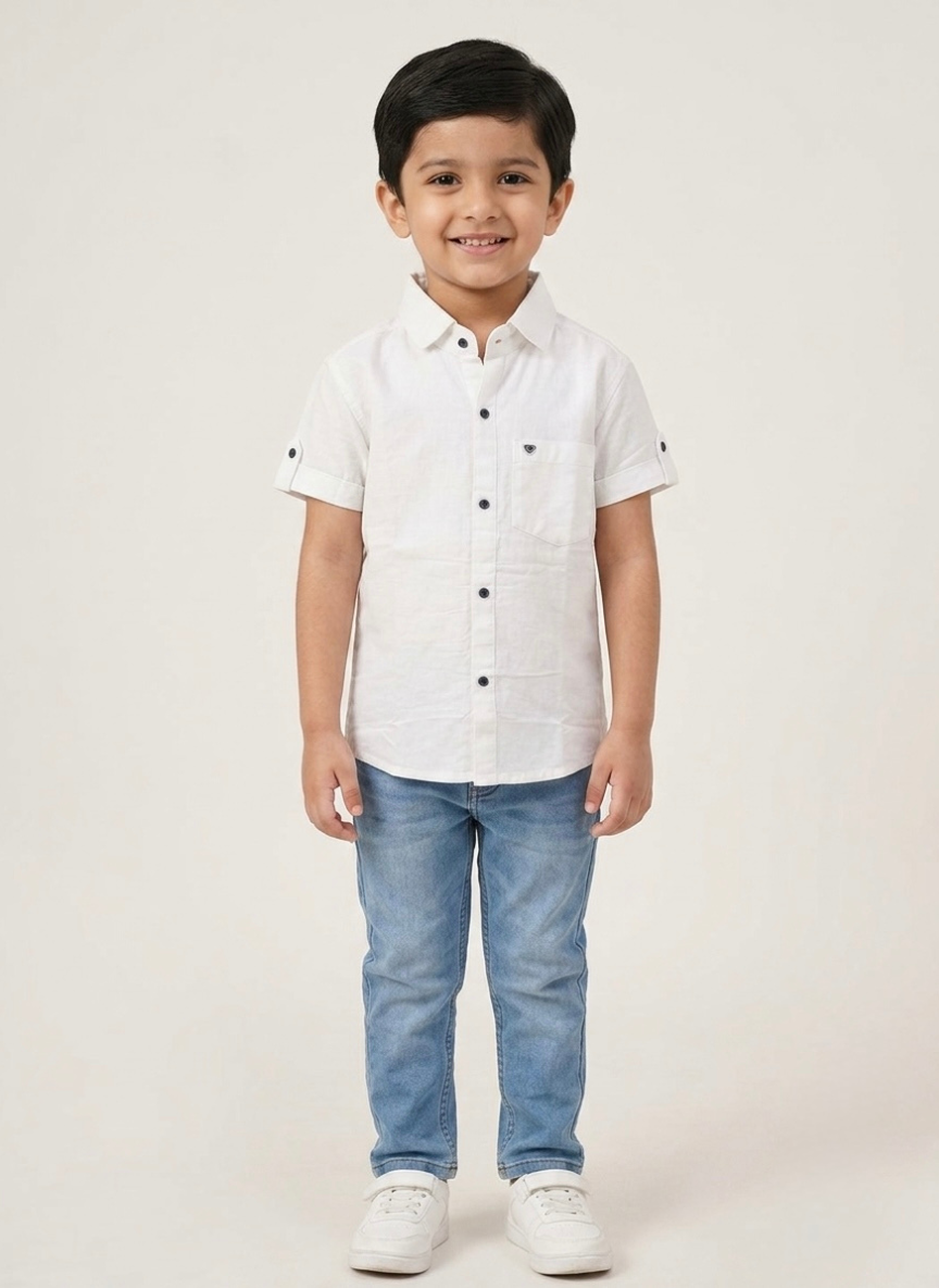 Boys White Casual Shirt