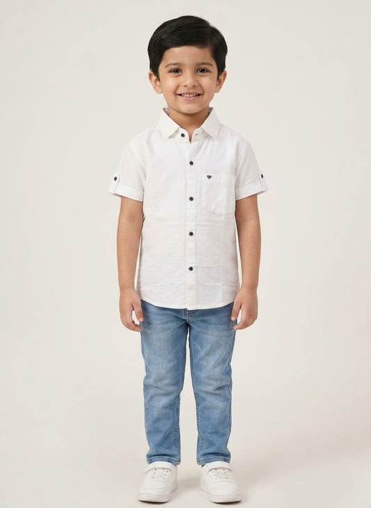Boys White Casual Shirt