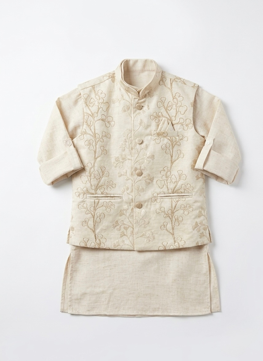 Beige Boys Kurta Set