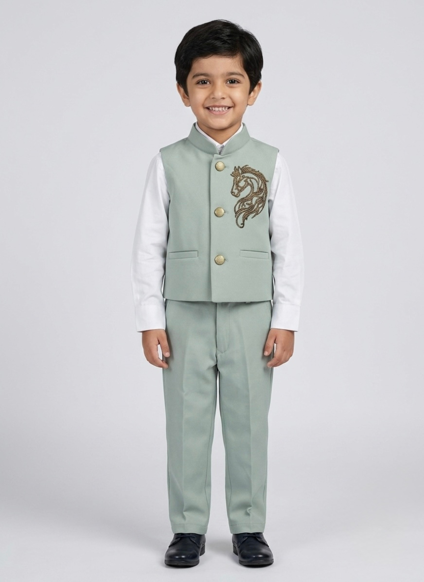 Green Boys Waistcoat Set