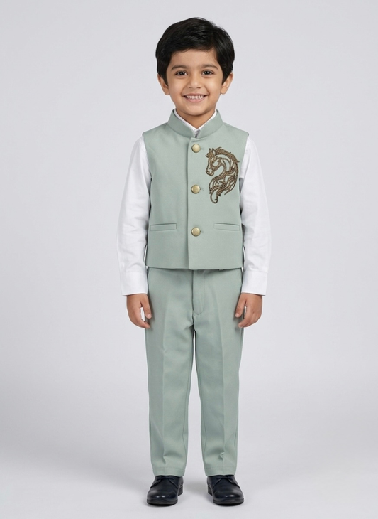 Green Boys Waistcoat Set