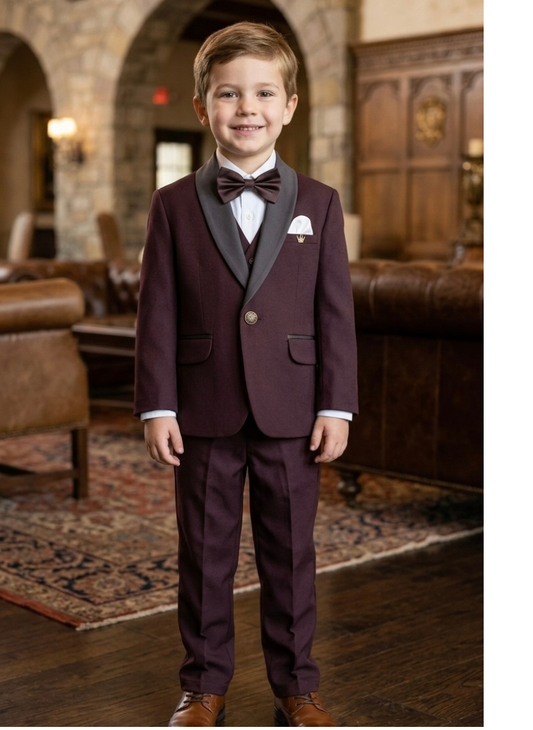 Boys Wine Coat Set