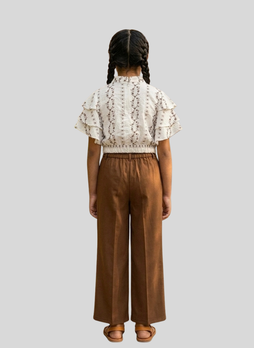 Brown Embroidered Co-Ord Set