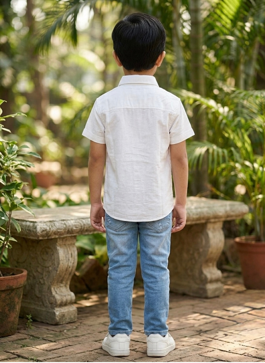 Boys White Casual Shirt