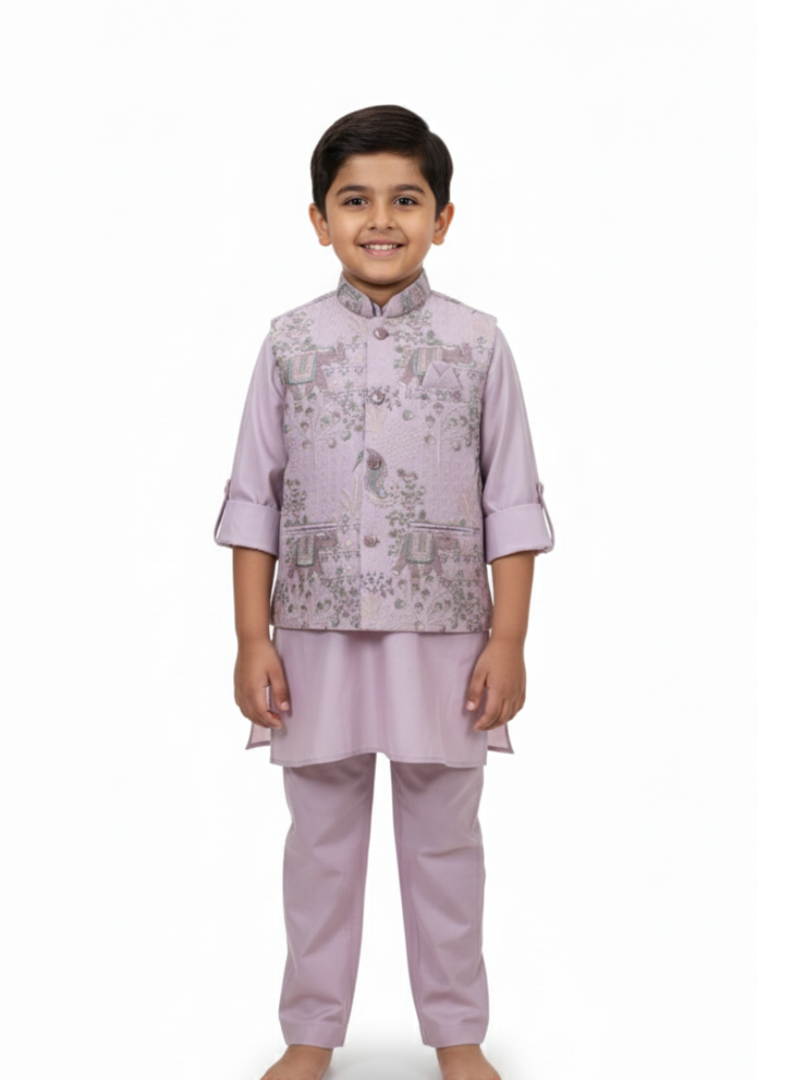 Lavender Embroidered Kurta Set