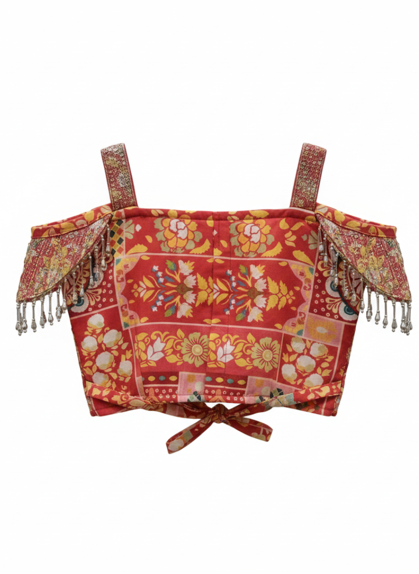 Red Patchwork Lehenga Set