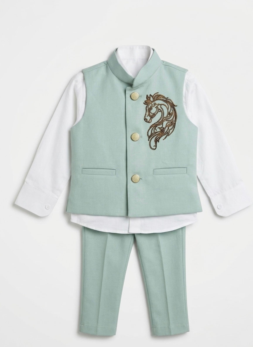 Green Boys Waistcoat Set