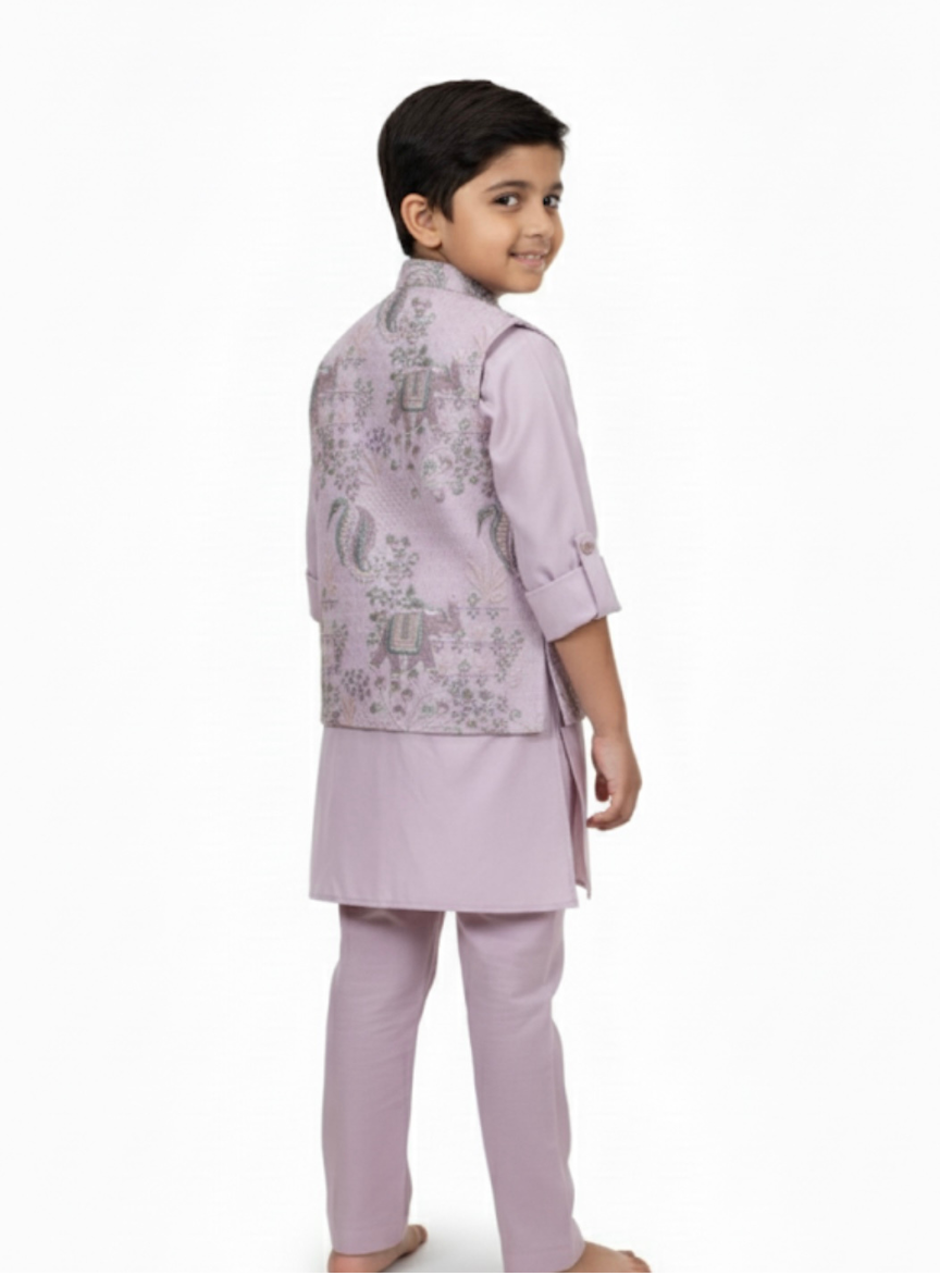 Lavender Embroidered Kurta Set