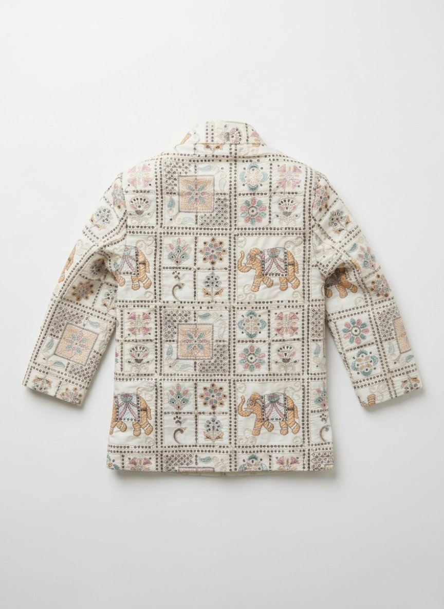 Boys White IndoWestern Set