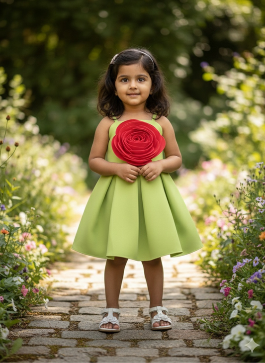 Green Floral Party Dress (5 Years)