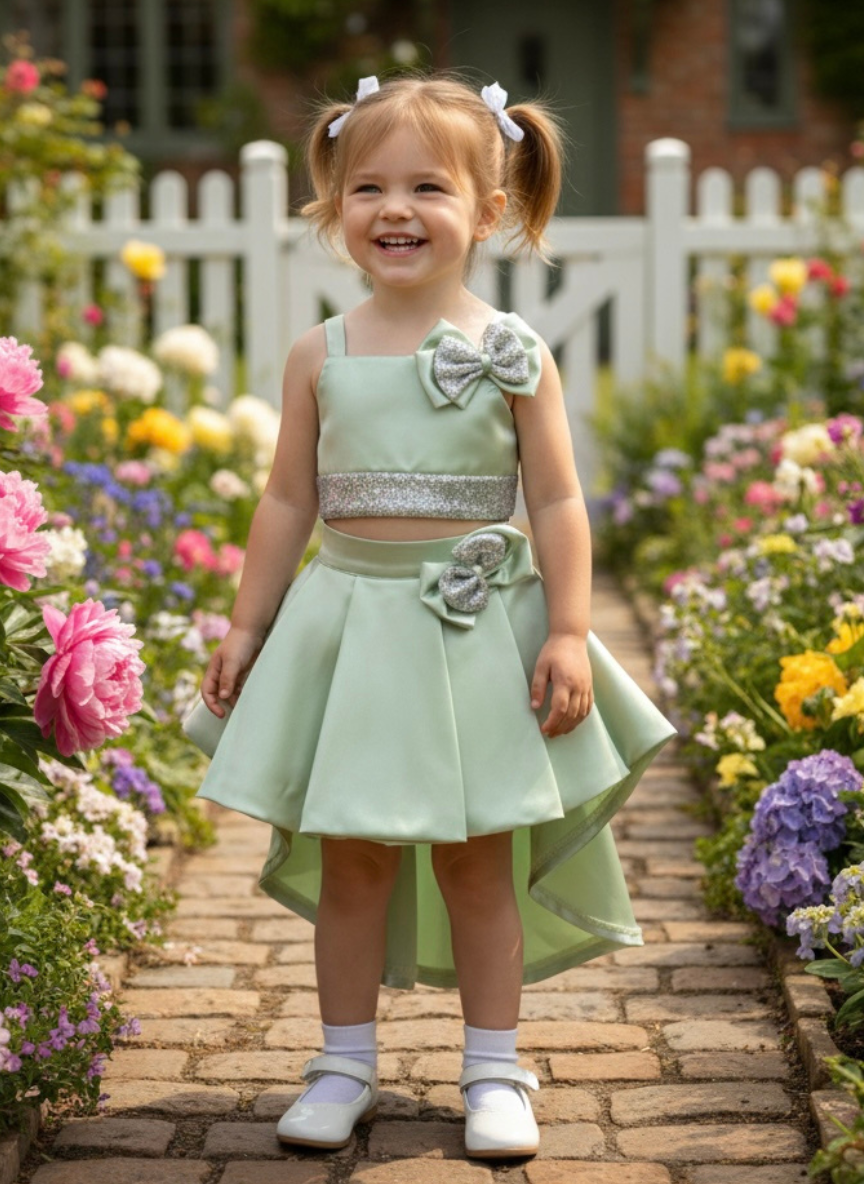 Girls Green Skirt & Top Set (2, 4 & 5 Years)
