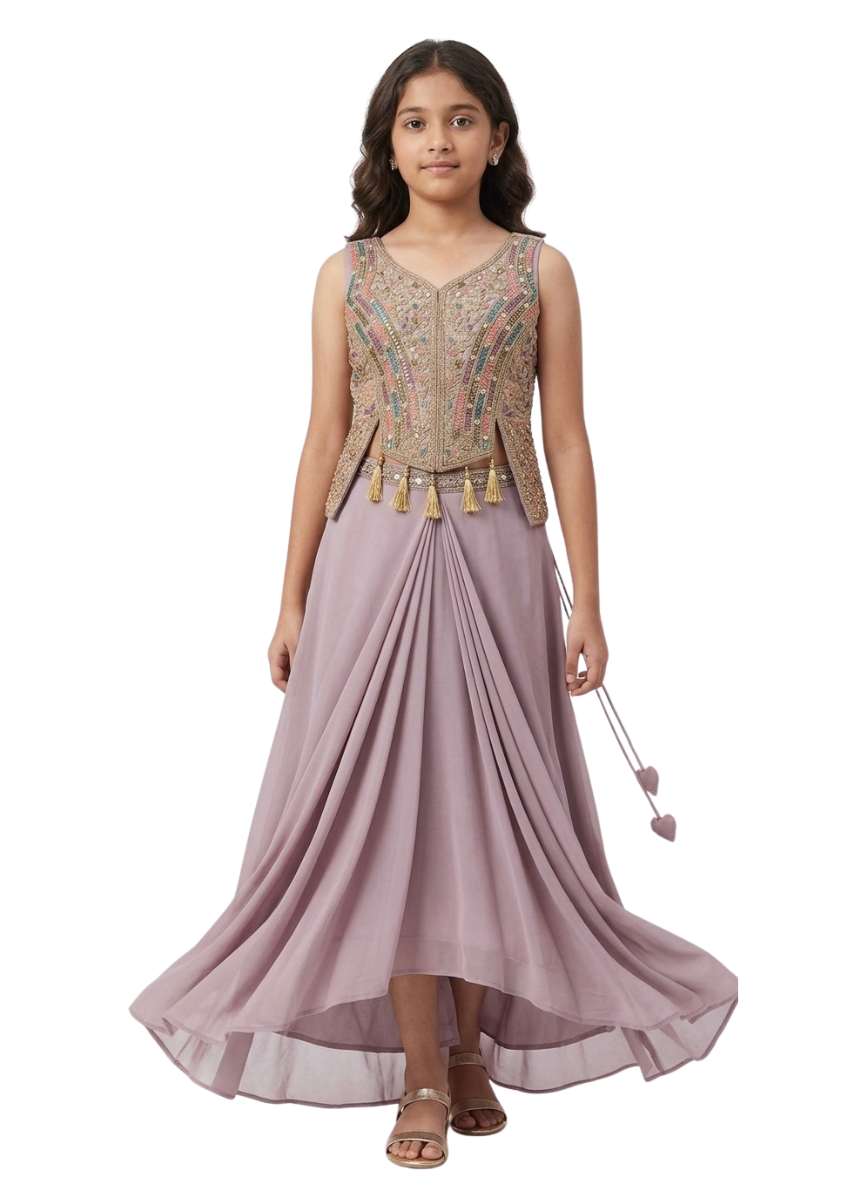 Purple Ethnic Lehenga Set (9–11 Years)