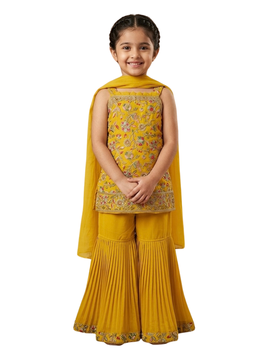 Yellow Sharara Set (5–10 Years)