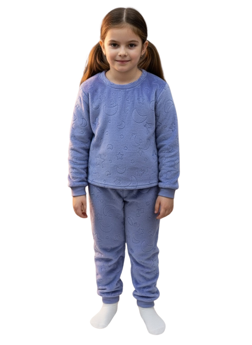Blue Velvet Night Suit Set for Kids