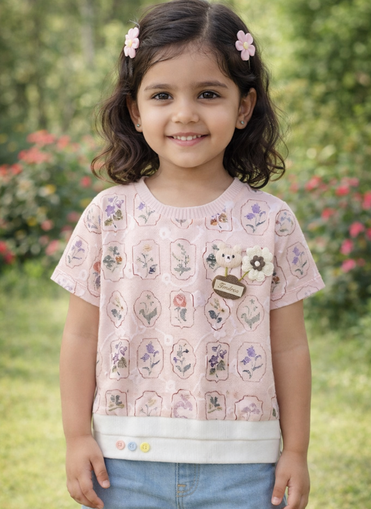 Pink & White Kids T-Shirt (5–11 Years)