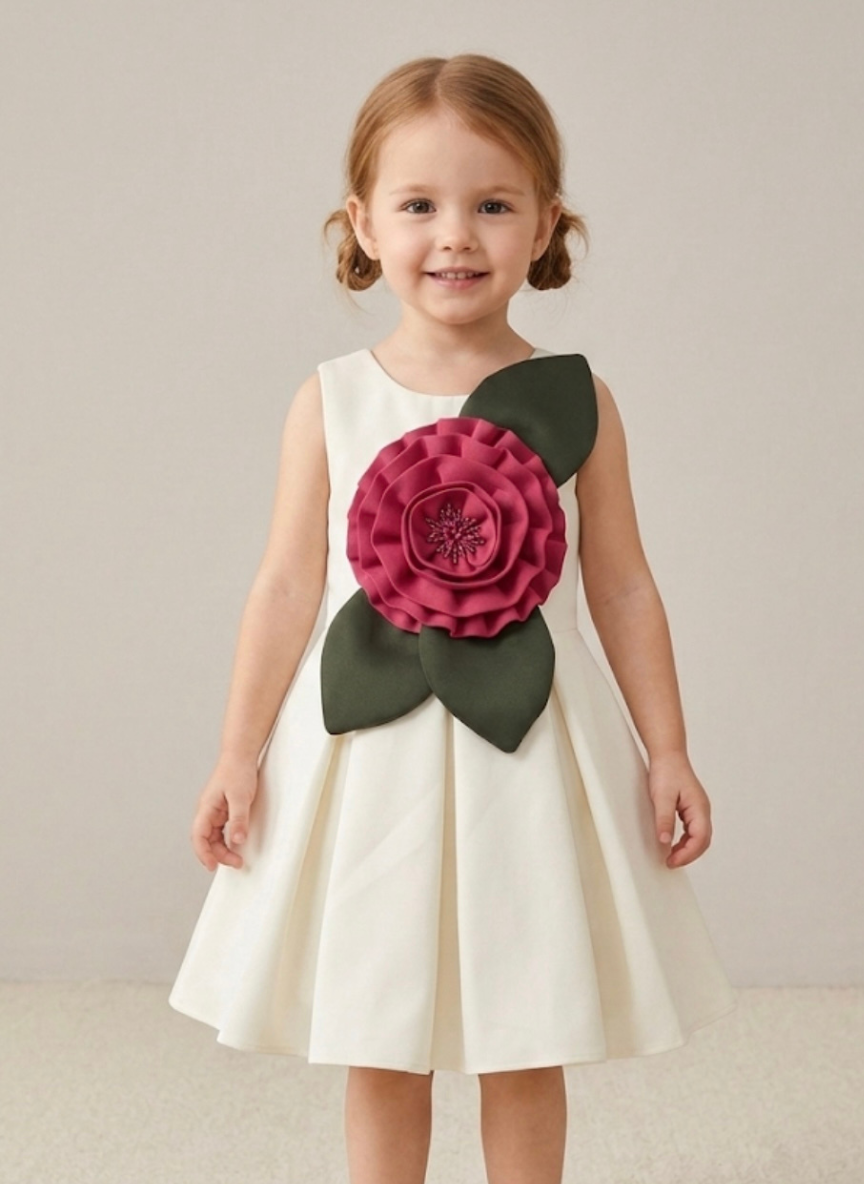 White Floral Party Dress (5–7 Years)