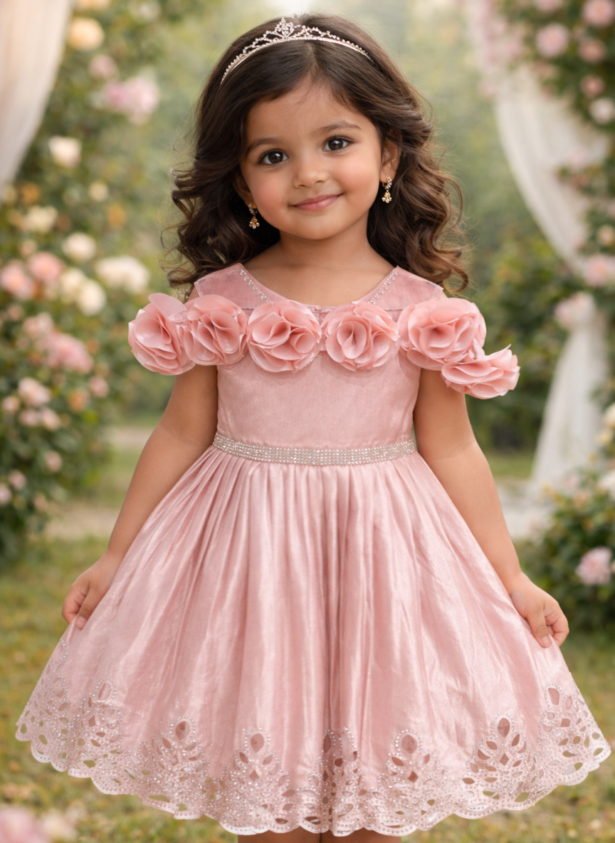 Pink Floral Party Dress (5–7 Years)