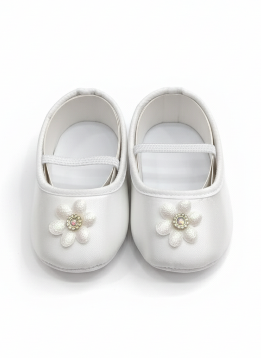 Newborn Crème Party Frock with Shoes & Hairband (0–6 Months)