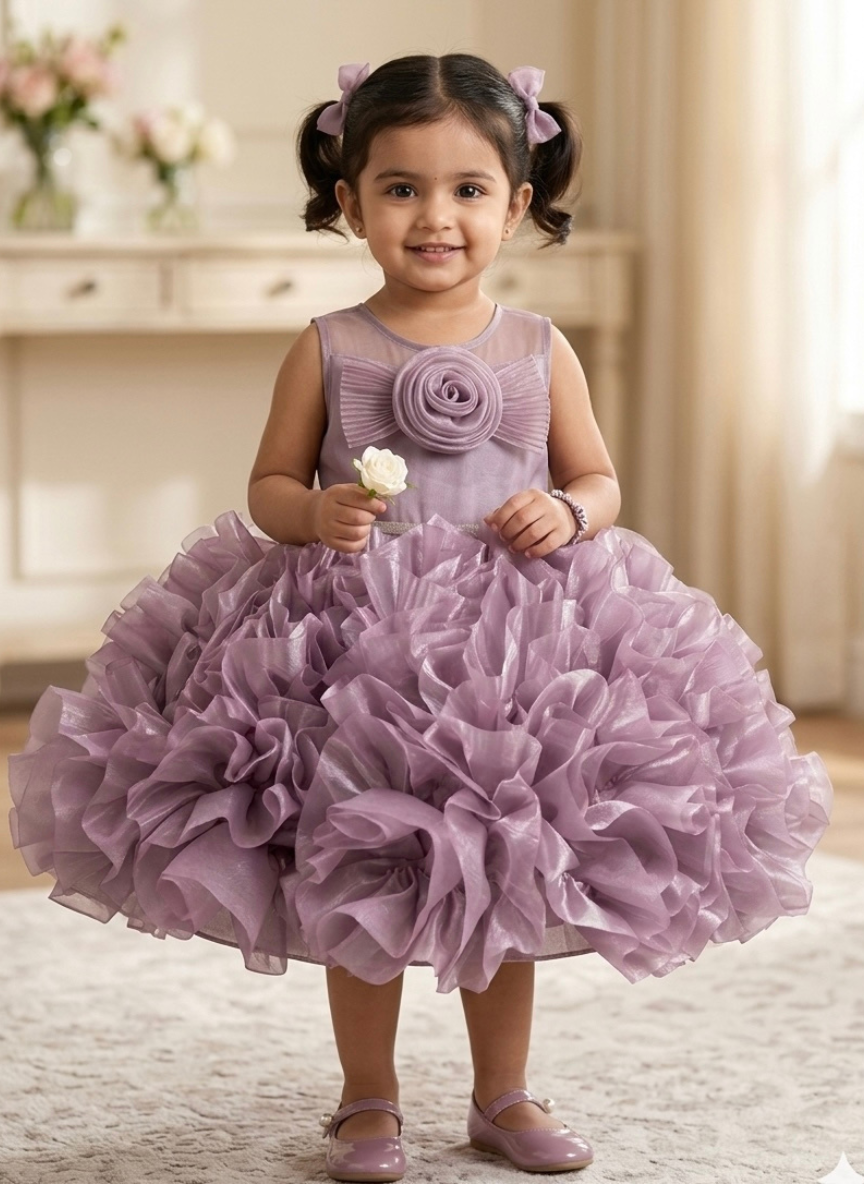 Lilac Purple Organza Party Dress