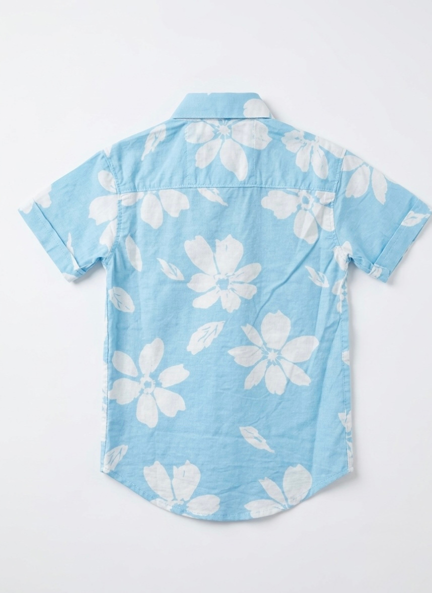 Boys Blue Floral Casual Shirt