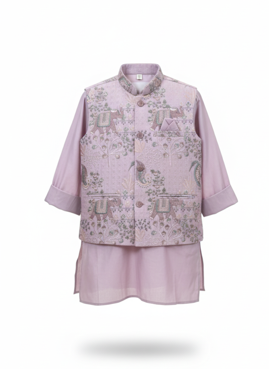 Lavender Embroidered Kurta Set