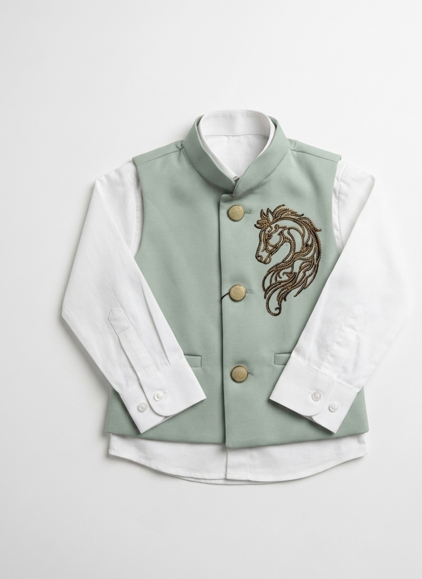 Green Boys Waistcoat Set