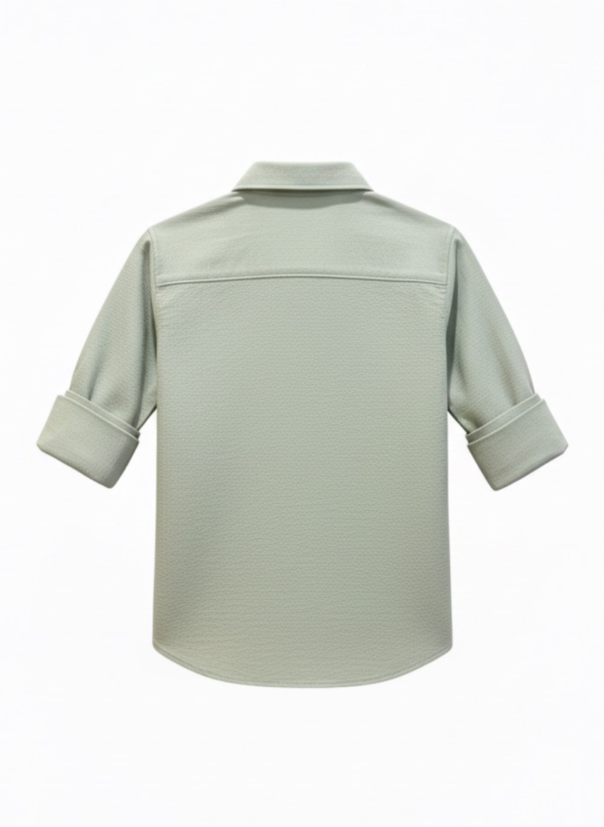 Boys Green Cotton Shirt