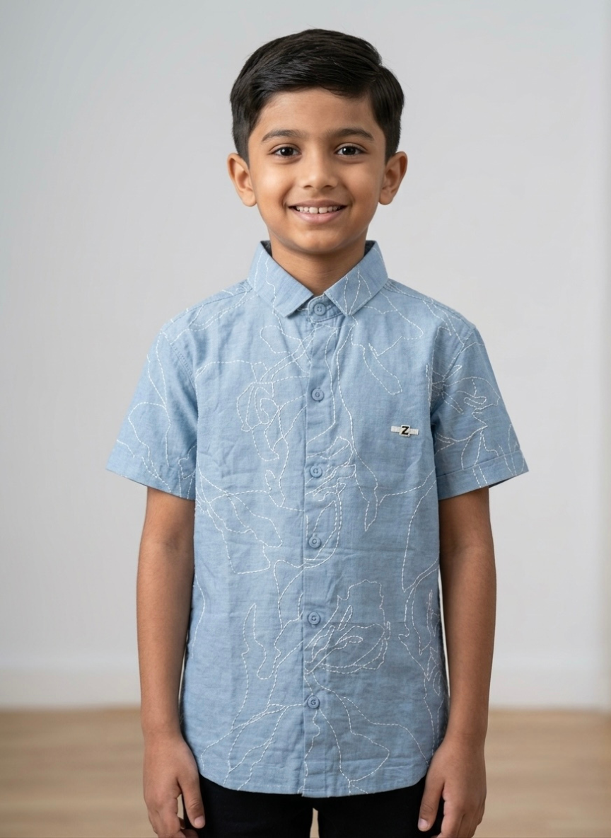 Boys Light Blue Casual Shirt