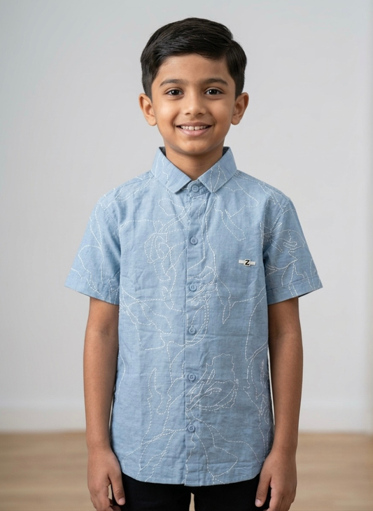 Boys Light Blue Casual Shirt