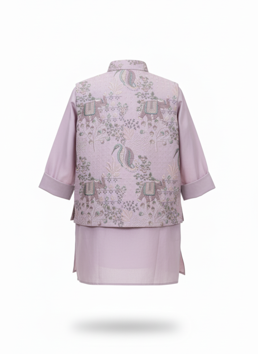 Lavender Embroidered Kurta Set