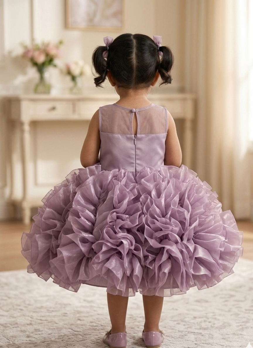 Lilac Purple Organza Party Dress
