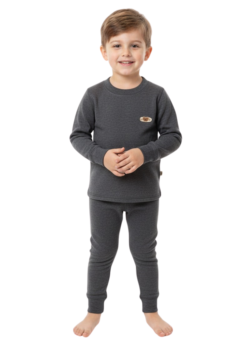 Dark Grey Thermal Set for Kids – Winter Innerwear (Top & Bottom)