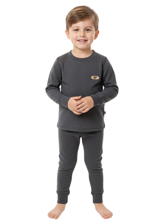 Dark Grey Thermal Set for Kids – Winter Innerwear (Top & Bottom)