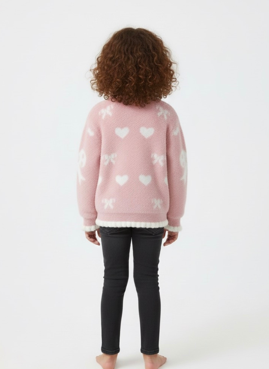 Pink Hair Fur Winter Sweater for Kids