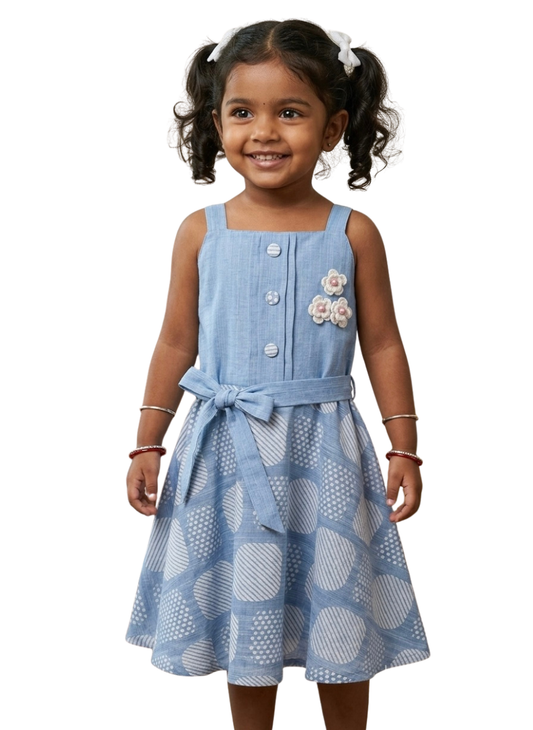 Blue Floral Cotton Dress
