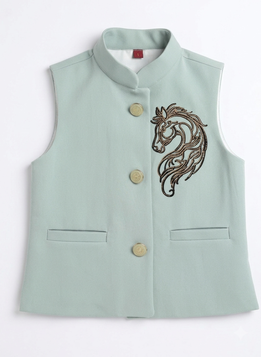 Pista Green Boys Waistcoat Set