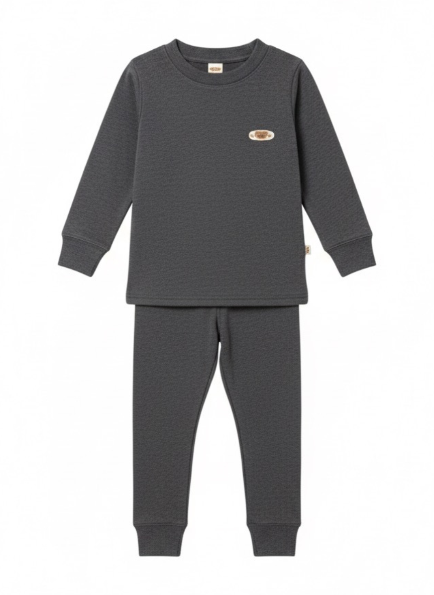 Dark Grey Thermal Set for Kids – Winter Innerwear (Top & Bottom)