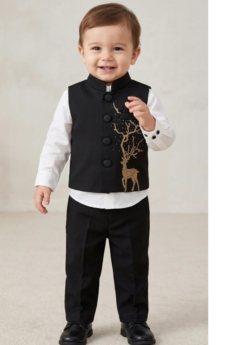 Boys Black Waistcoat Party Set