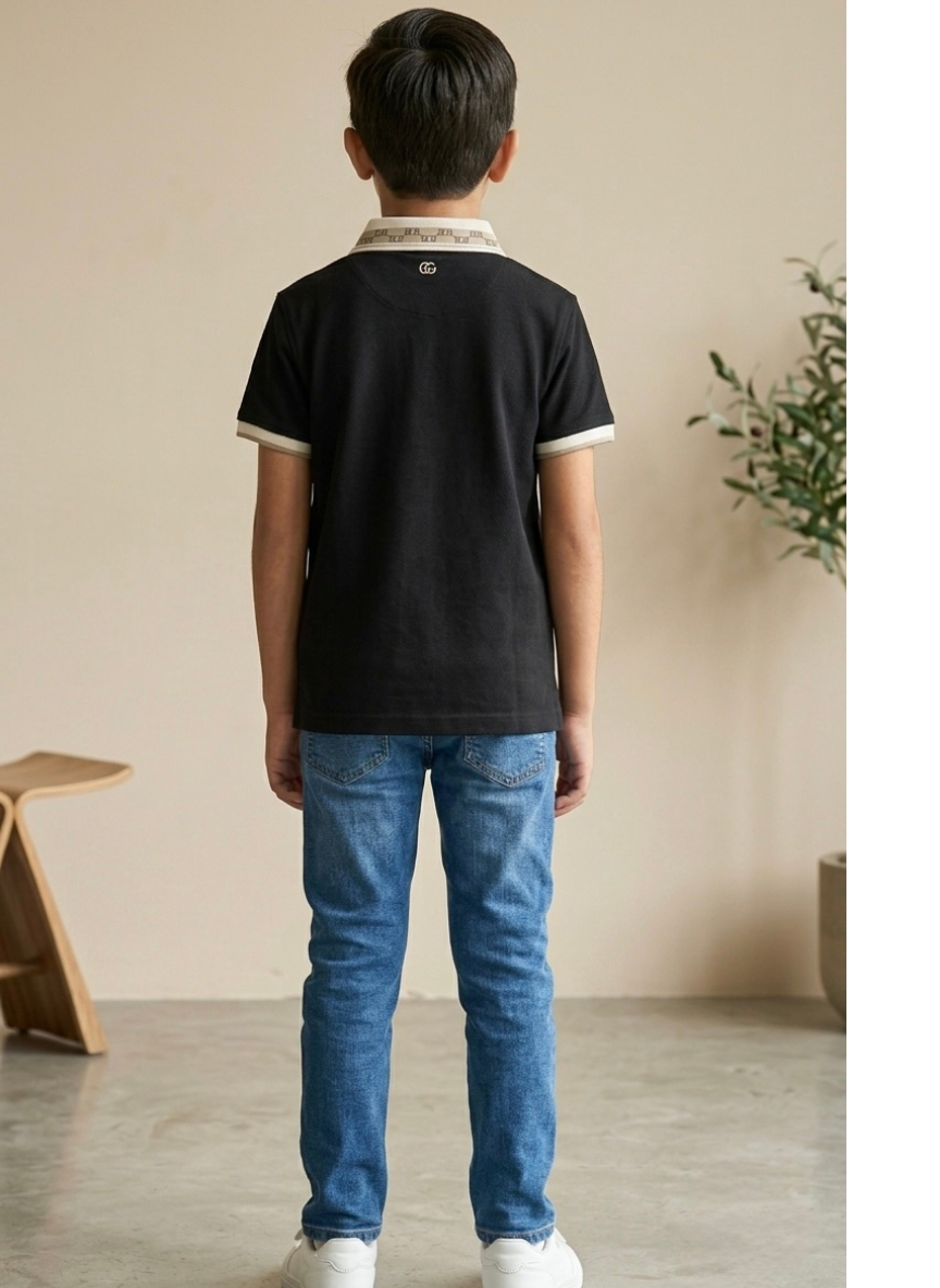 Black Zip Polo T-Shirt