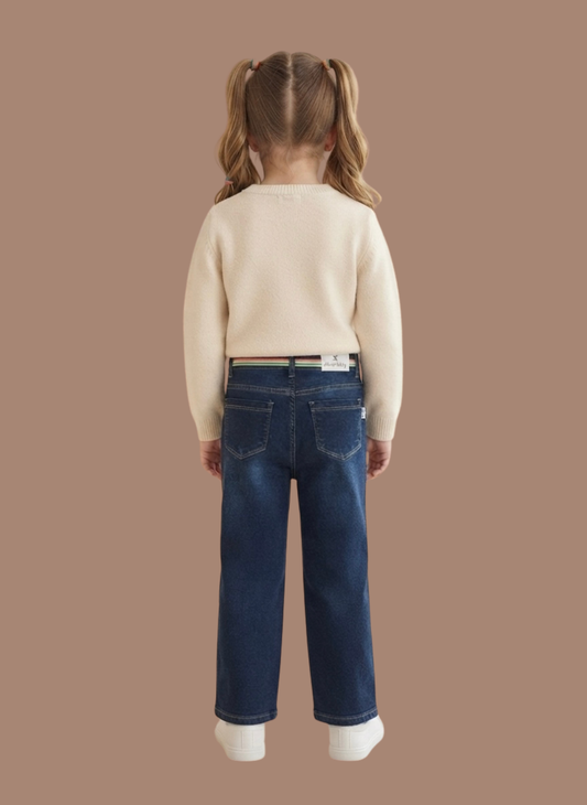 Blue Wide Leg Denim Jeans