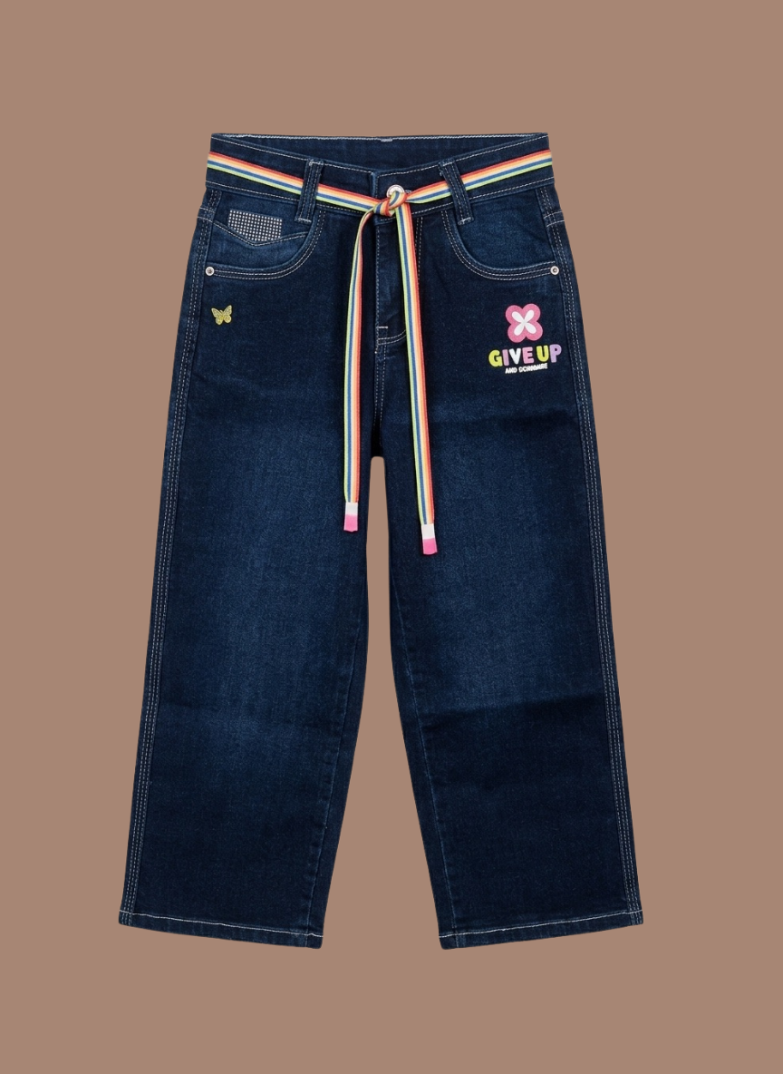 Blue Wide Leg Denim Jeans