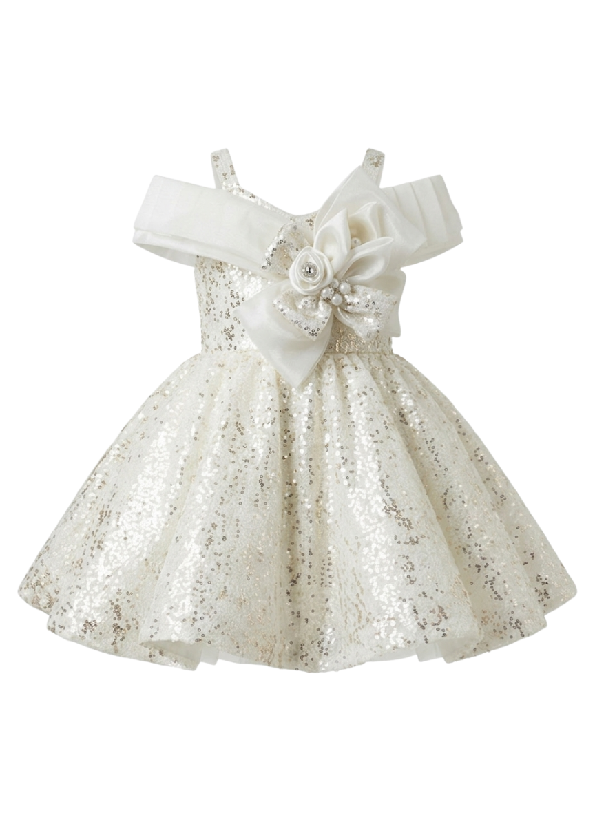 White Frill Party Frock (1–4 Years)