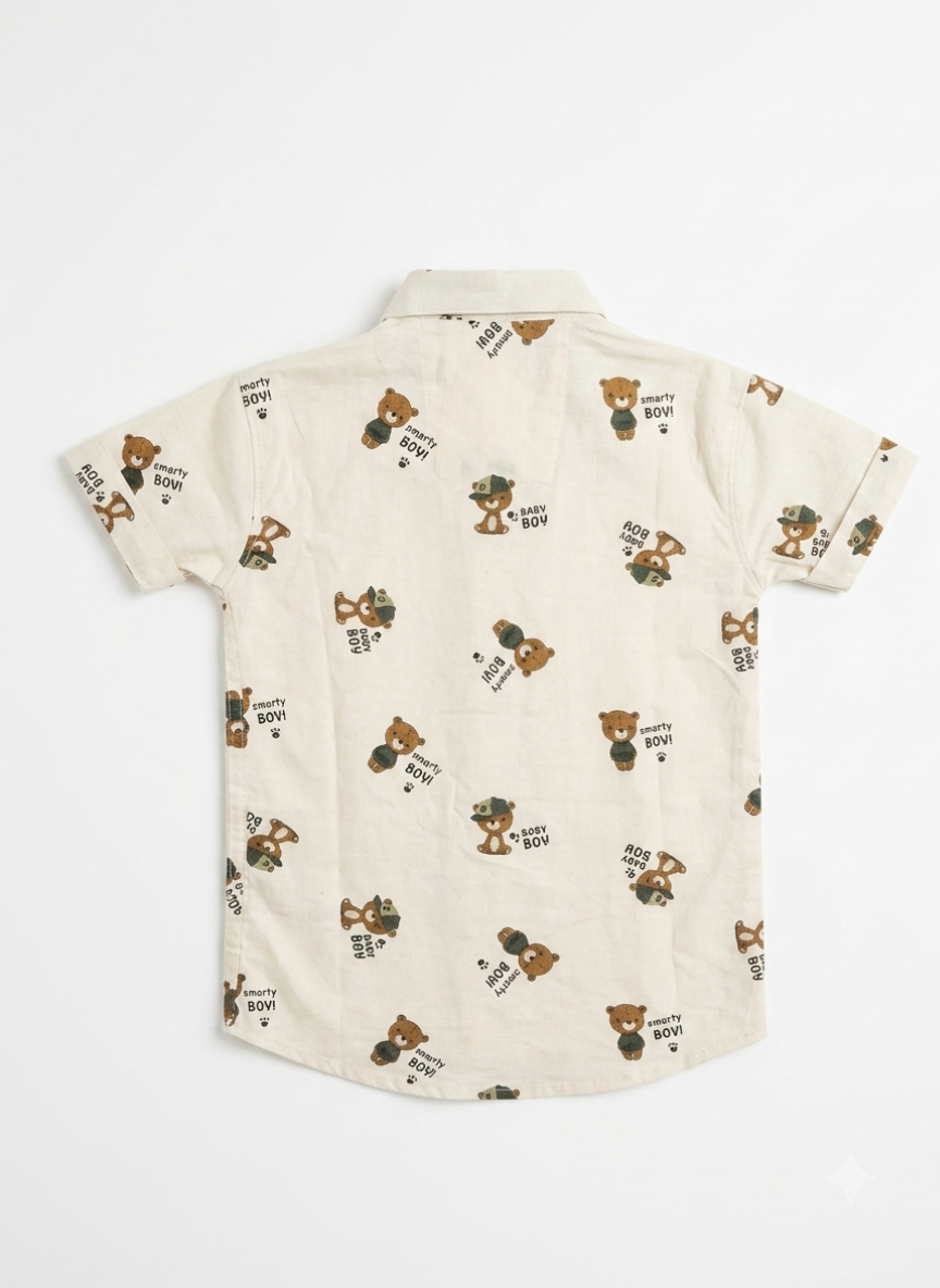 Boys Teddy Print Casual Shirt