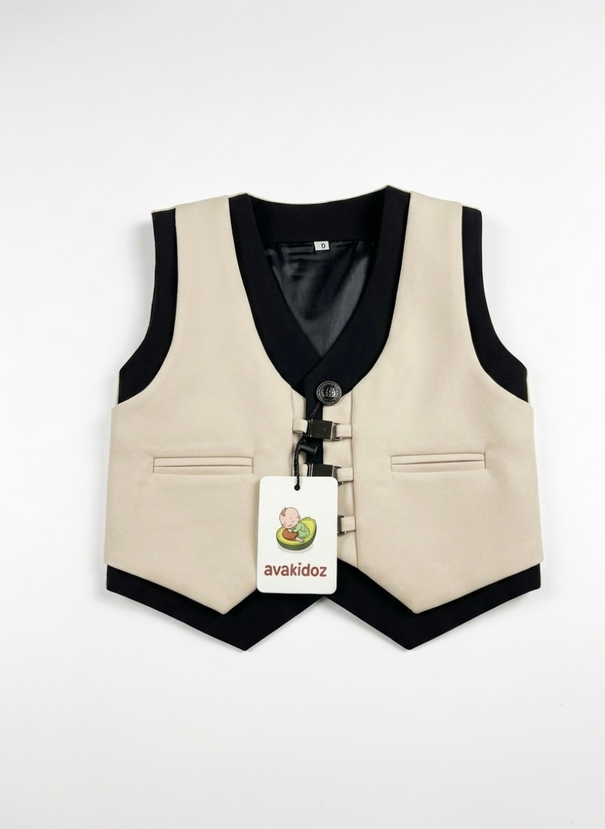 Beige Boys Waistcoat Set