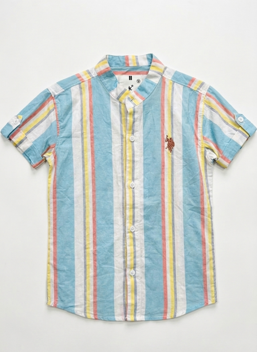 Boys Blue Striped Casual Shirt