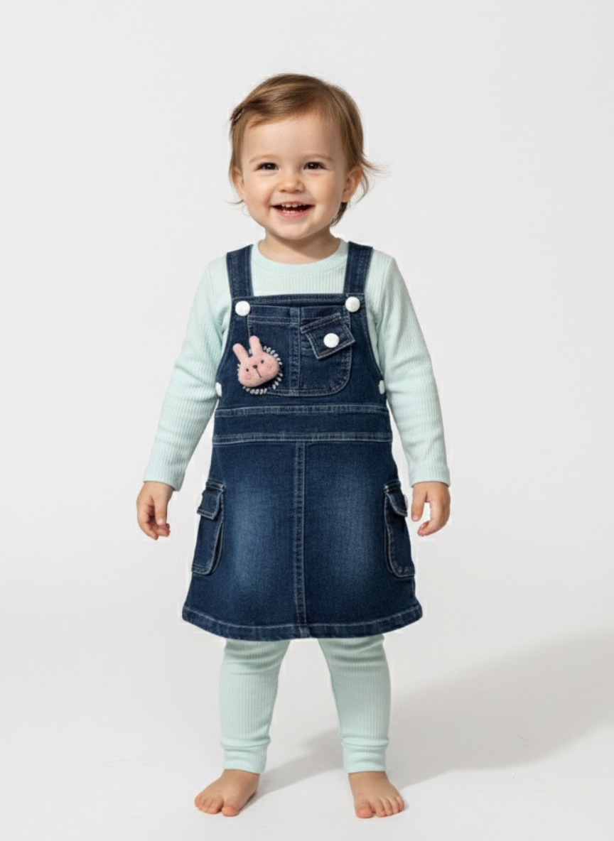 Kids Light Blue Denim Dungaree Set