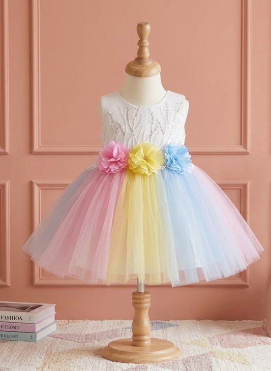 White Unicorn Party Dress (1–7 Years)