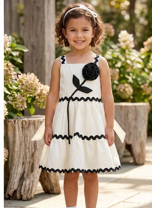 Girls White Linen Frock