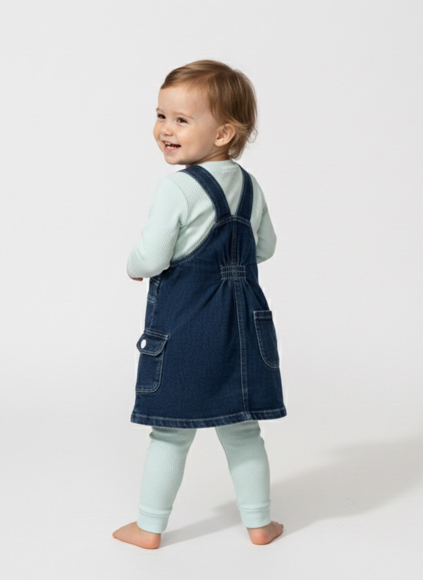 Kids Light Blue Denim Dungaree Set