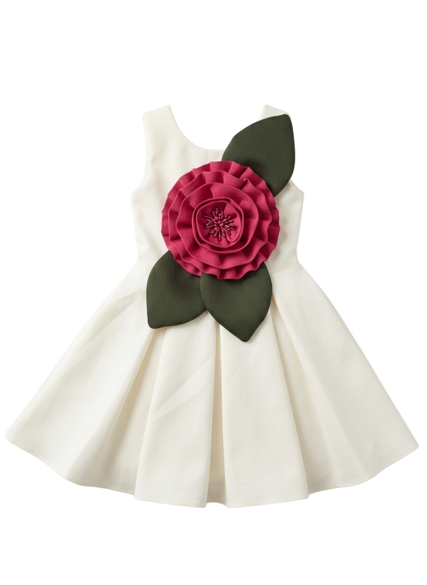 White Floral Party Dress (5–7 Years)